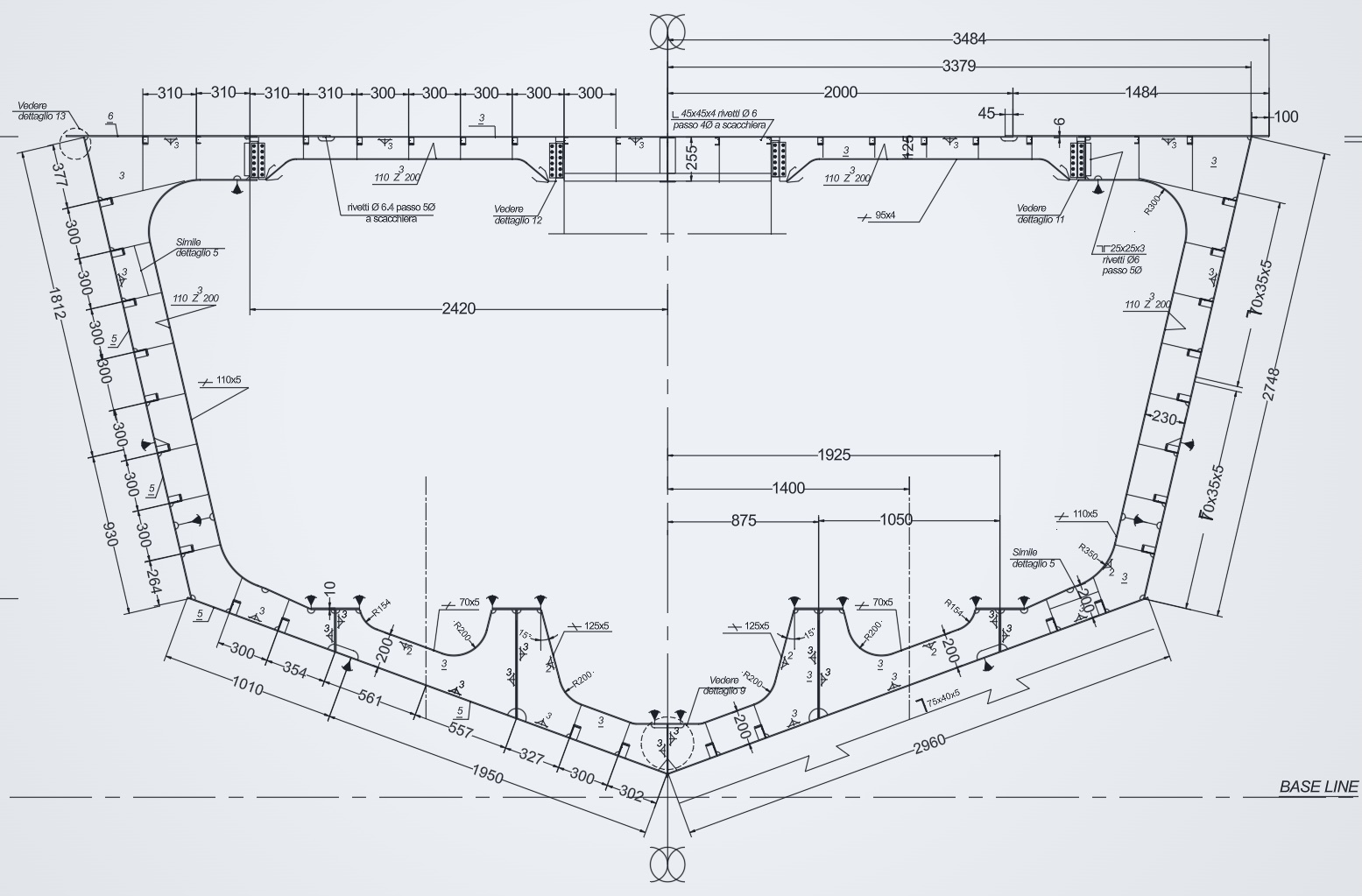 Hull section — structural drawing
